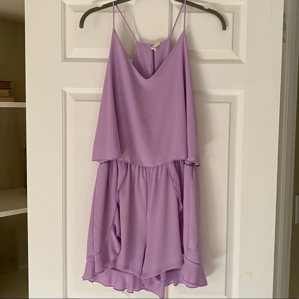 Tyche Lavender Flowy Ruffle Romper